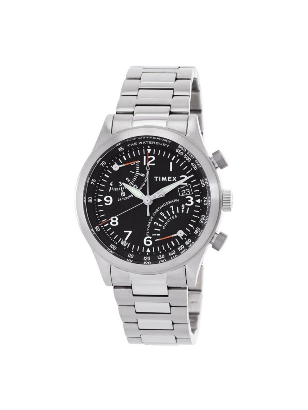 NWT Timex Waterbury Chronograph GMT Quartz Black Dial Men's Watch TW2W47800